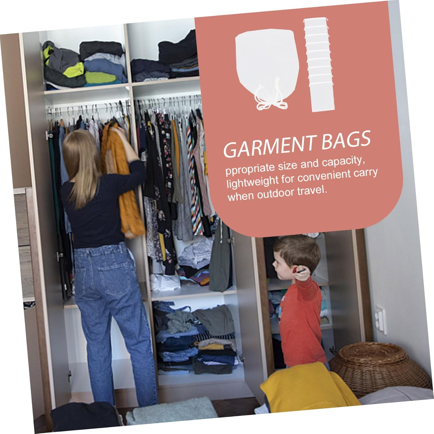 SHERCHPRY 10Pcs Storage Bags Frosted Travel Laundry Bags Drawstring Pouch for Suitcase Clothing Packing image number 4