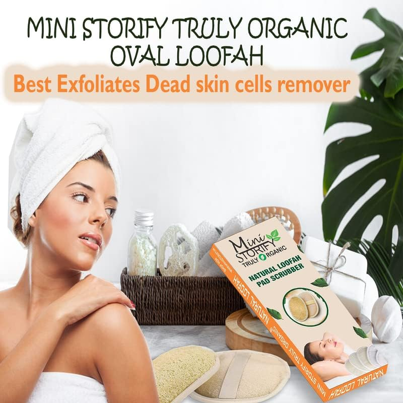 Mini Storify &ndash; Natural Oval Loofah Body Scrubber - Pack of 11 &ndash; Organic Loufah/Loofa Sponge Pads for Body Scrubbing & Bathing &ndash; Eco Friendly Exfoliator Luffa for Men & Women image number 5