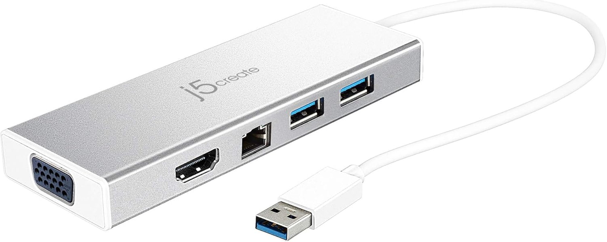 J5Create USB 3.0 Mini Dock, USB-A Hub with HDMI, VGA, RJ45 Gigabit Ethernet, 2 USB 3.1 Type-A - High Speed Data Transfer Adapter for Mac, Windows, Desktop PC - Supports up to 2K Resolution (JUD380) image number 5