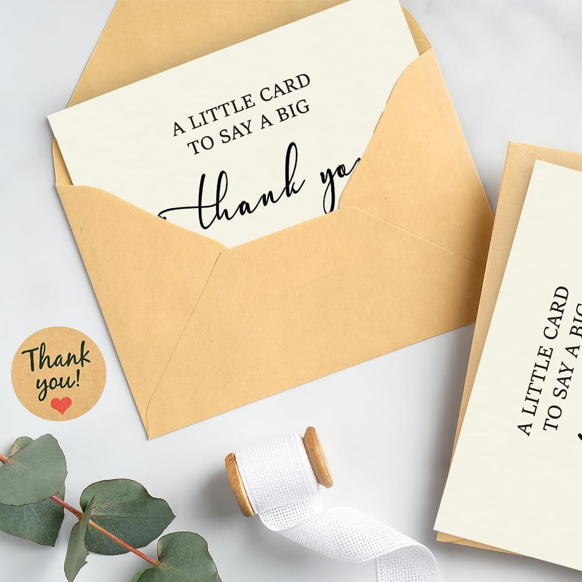 Thank You Cards with Envelopes,Haakhui 12 Packs a Little Card to Say a Big Thank You,Ideal for Wedding Birthday Party Baby & Bridal Showers Graduations Funerals image number 3