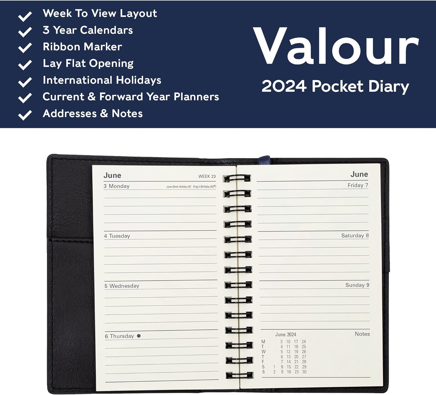Collins Valour 2024 Diary Pocket Week to View Diary - Lifestyle Planner and Organiser for Office, Work, Personal and Home - January to December 2024 Diary - Weekly - Red - VAL2SP3.59-24