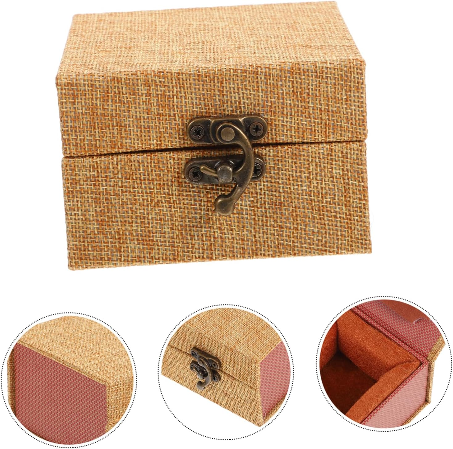 Angoily Boys and Girls Prize Treasure Chest Wooden Ink Box Brocade Jewelry Organizer Calligraphy Stamp Storage Chinese Painting Ink Pad Box image number 4