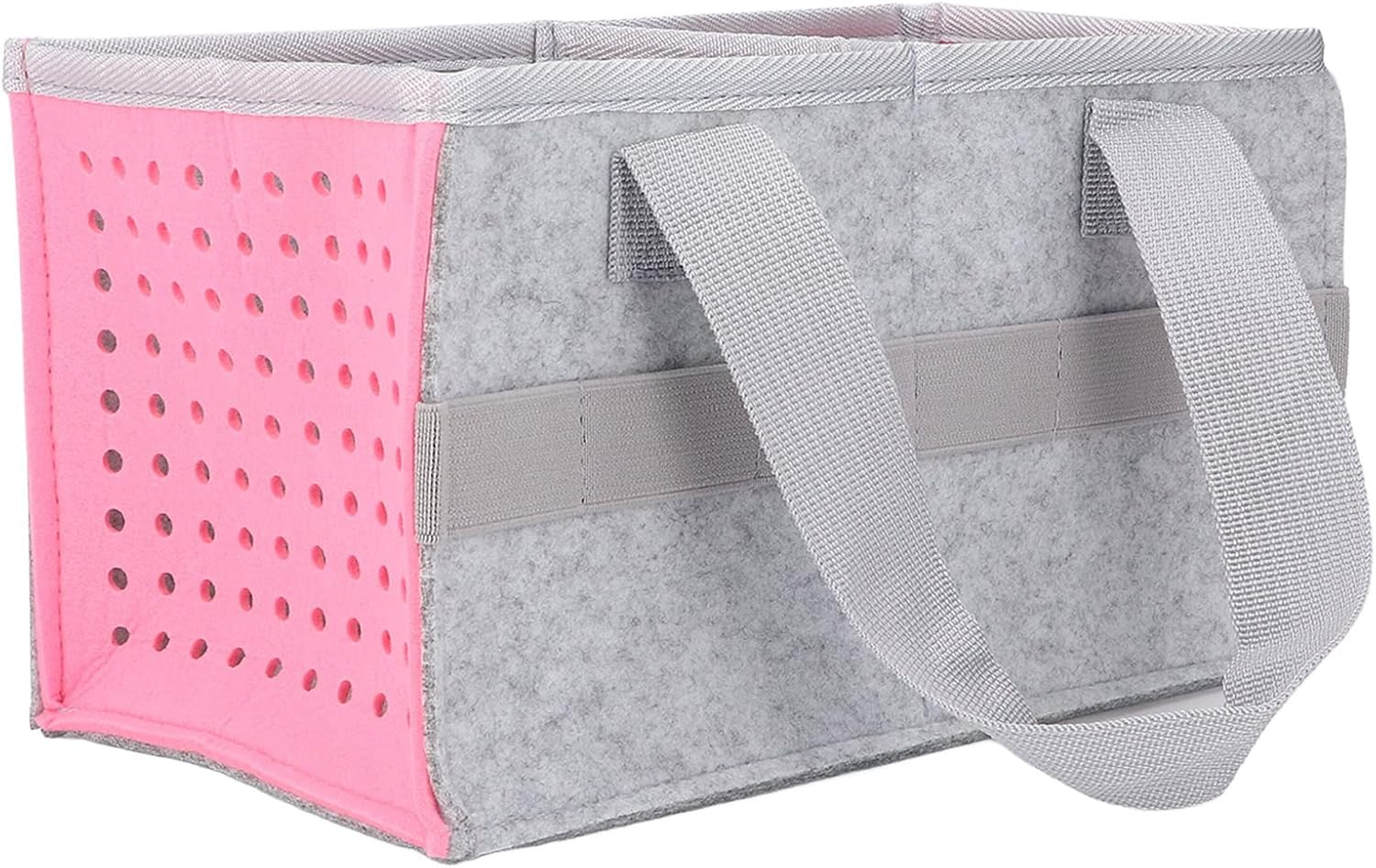 Ejoyous Felt Carrying Case for Toniebox Starter Set with Middle Divider & 6 Elastic Straps Foldable Portable Thick Scratch-Resistant with Handle for Speaker/Headphone Accessories (Pink)