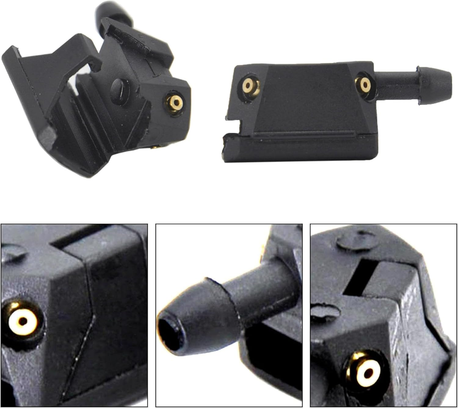 Universal Car Windshield Washer Nozzles, 4-Hole Design, 8-9Mm Wiper Arm Compatible, Adjustable Jets (2) image number 1