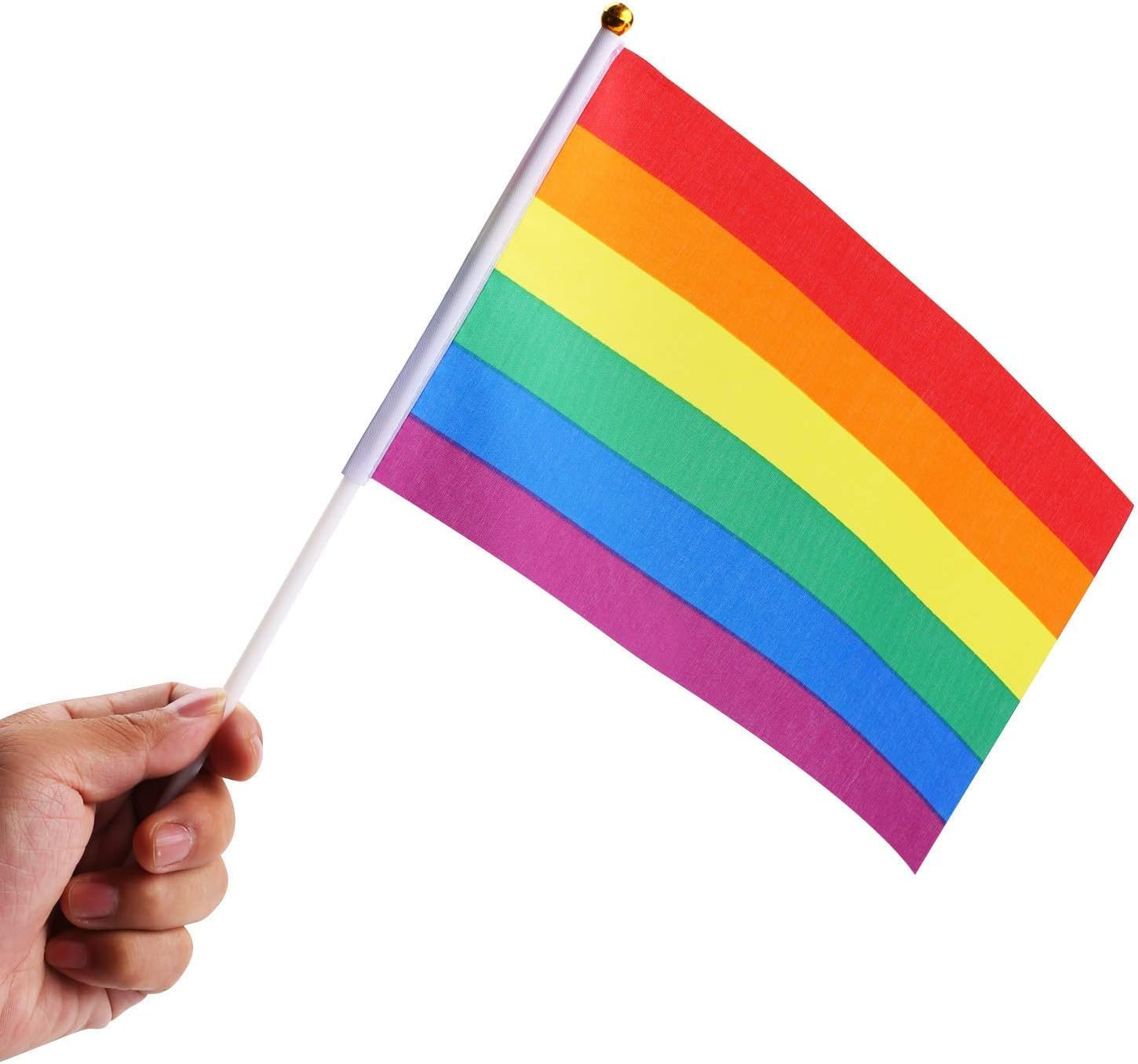 Acemedia 60 Pack Gay Pride Flags Mini Small LGBT Rainbow Stick Flags for Rainbow Pride Parade Festival Party Decorations image number 4