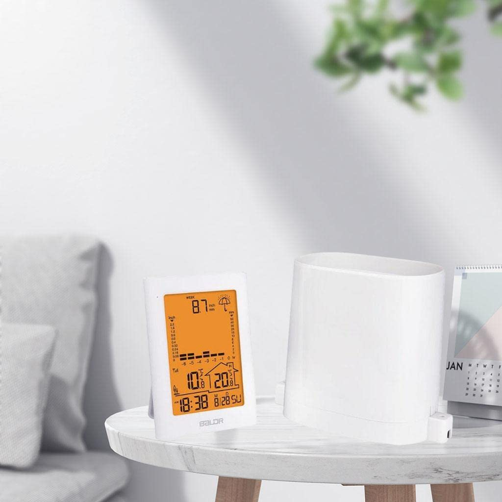 Rain Gauge Rainfall History Weather Station Gauge Rainfall for In/Outdoor White image number 3