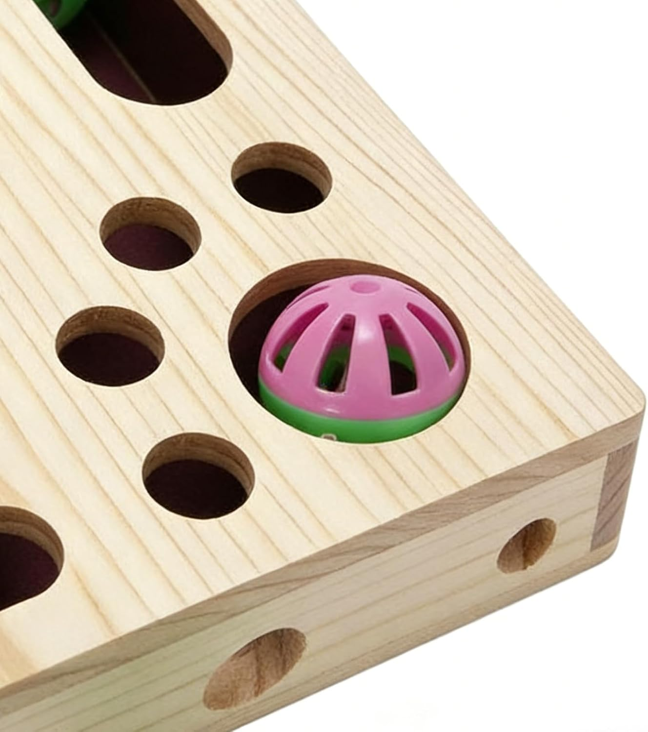 Cat Claw File Box - Interactive Wood Scratching Toy - Cat Scratching Puzzle with Bell Ball - for Indoor Kitten, Pet Grooming, Sofa, image number 3