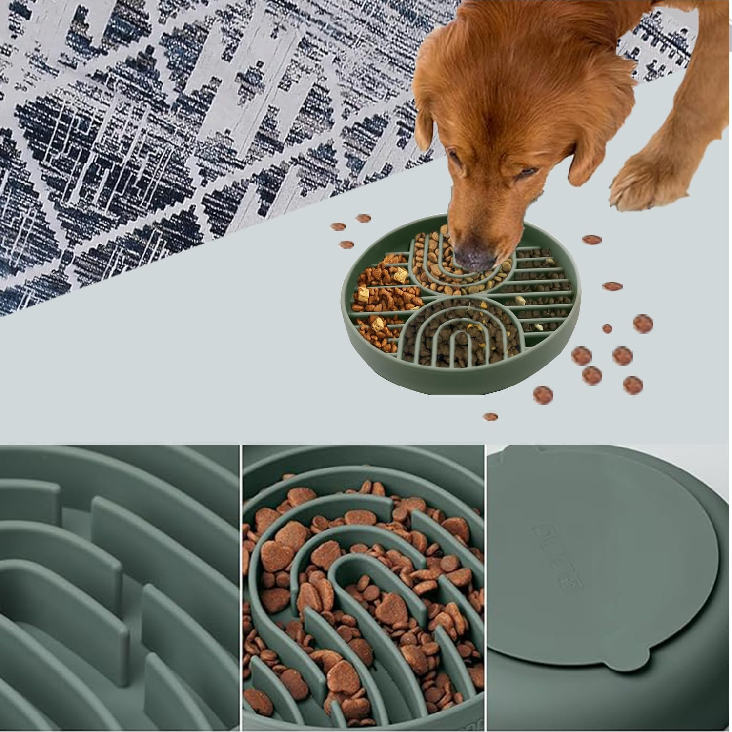 Lxcshljx Slow Feeder Dog Bowls, Silicone Dog Bowl with Suction Cups, Cats Losing Weight Bowl, Non-Slip Lick Mats Weight Control for Small Medium Large Dog Reduces Boredom，Puzzle Feeding Pet Bowl image number 3