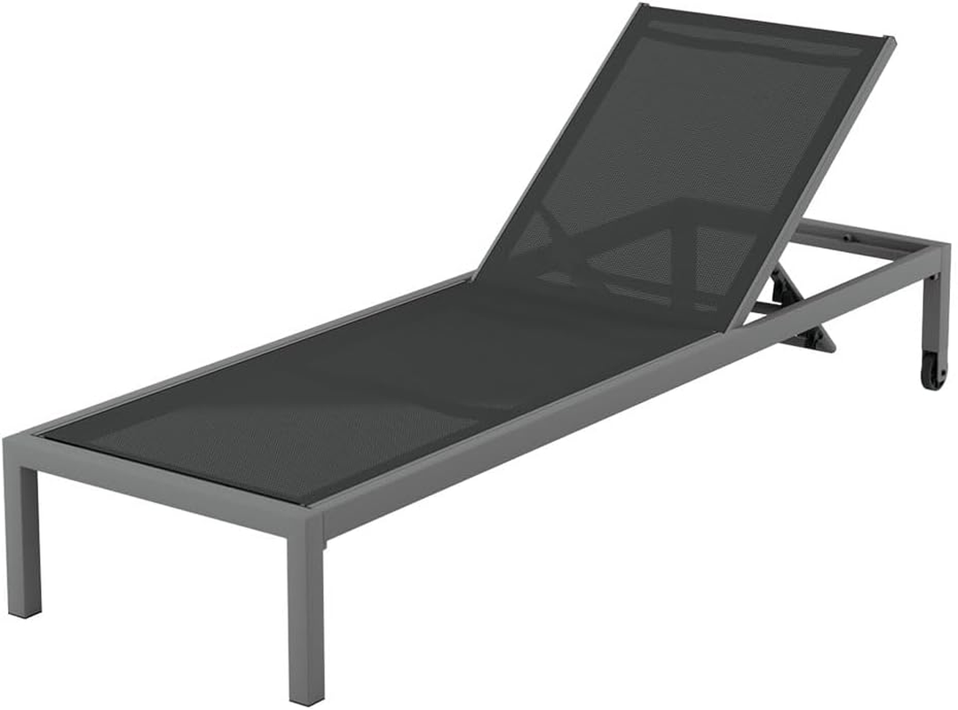 Gardeon Sun Lounge, Folding Camping Chair Lounger Day Bed Chaise Beach Chairs Outdoor Furniture Garden Patio Setting Pool Backyard, with Wheels Armrest Adjustable Backrest Water Resistant Grey image number 4