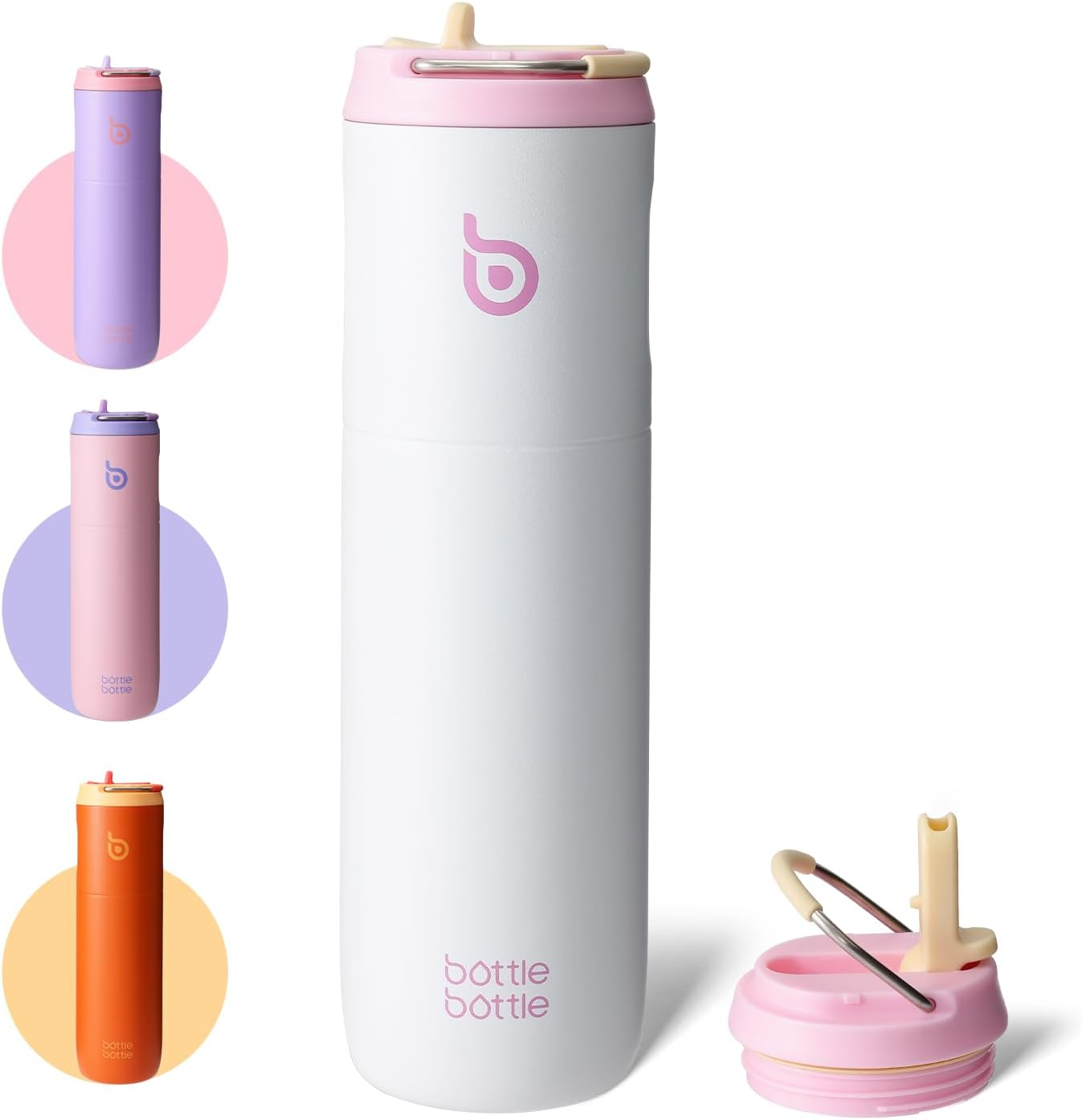 BOTTLE BOTTLE Insulated Water Bottle 24Oz with Straw Lid and Handle for Sports Travel Gym Stainless Steel Water Bottles Double-Wall Vacuum Metal Thermos Bottles Leak Proof Bpa-Free (Lilac)