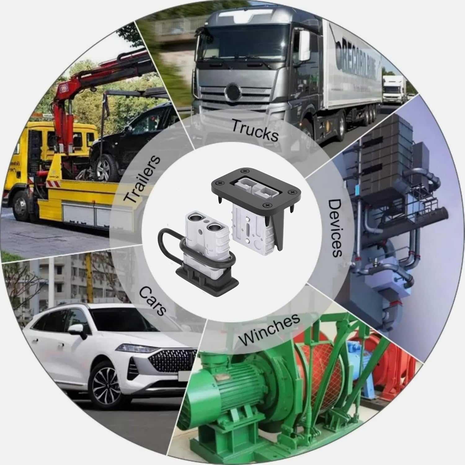 KUGONTC 2Pcs 50Amp Anderson Style Plug, Battery Quick Connect/Disconnect Connector,6 to 12 Gauge Battery Cable Connector, Wire Harness Plug Kit 12 to 36V for Car Winch Trailer