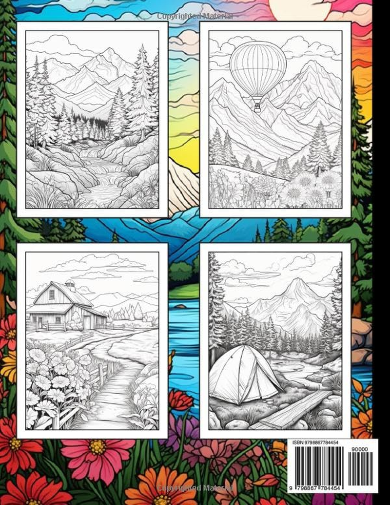 Landscape Coloring Book for Adults: Large Print Nature Colouring Book for Relaxation and Mindfulness / 50 Stress Relieving Designs to Color for Men and Women