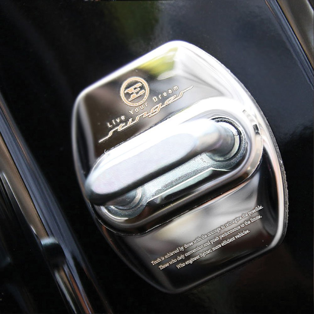 Four1Korea Stainless Steel Car Door Lock Striker Cover Decoration and Protection Buckle Trim for Kia Stinger 2017 2018 (Silver) - Blue image number 6