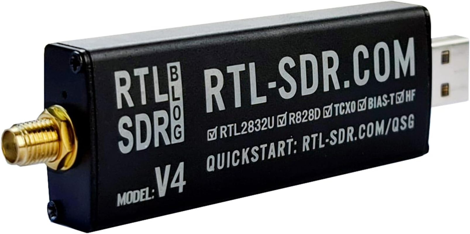 RTL-SDR Blog V4 R828D RTL2832U 1PPM TCXO HF Bias Tee SMA Software Defined Radio with Dipole Antenna Kit, RTLSDR_V4_WITH_ANTENNA image number 5