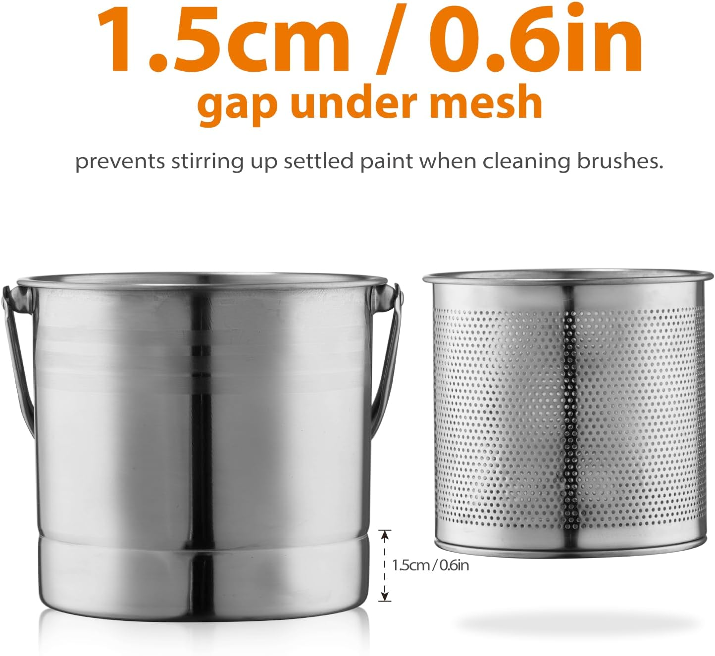 QITIUNLXY Paint Brush Cleaner Tools- Stainless Steel Brush Washer with Removable Strainer & Dust-Proof Lid, Large Capacity Rinse Cup 58 Oz for Oil/Acrylic/Watercolor Brushes image number 2