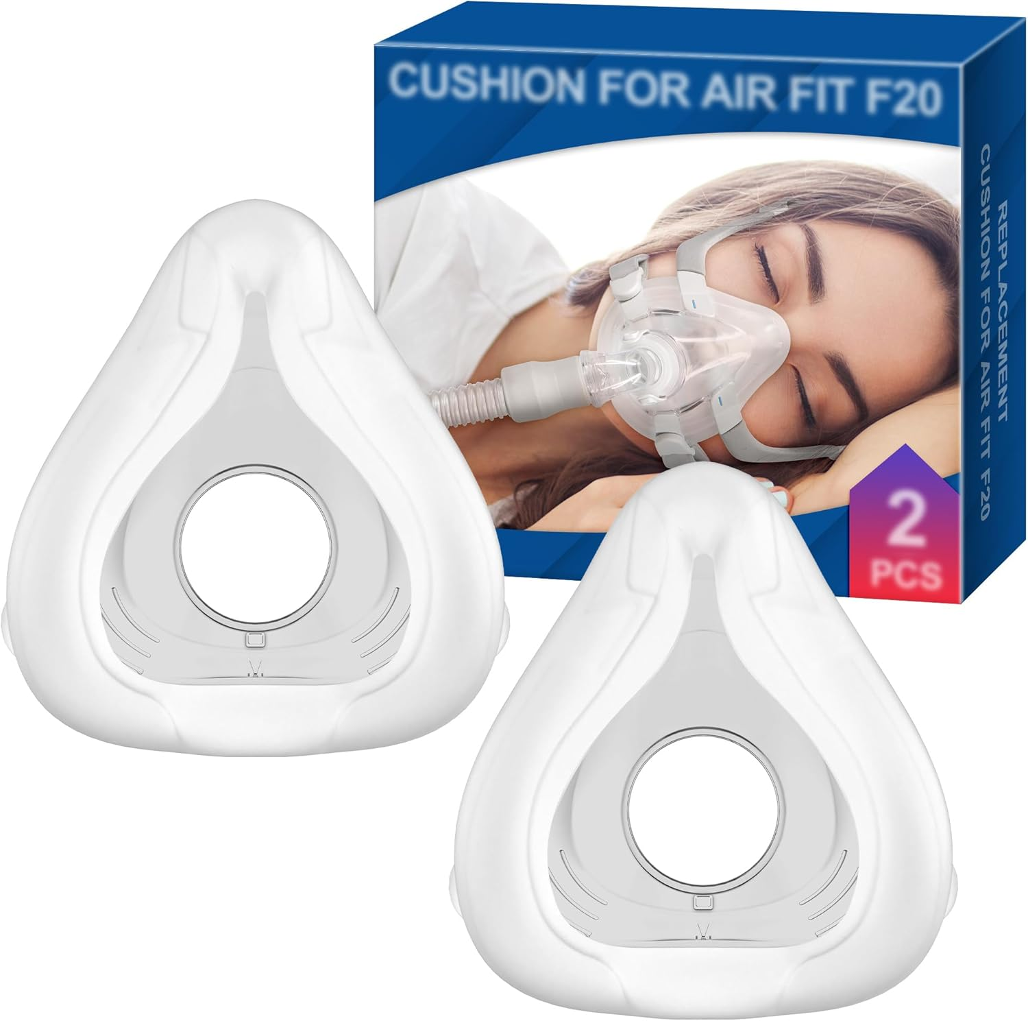 2 Packs Replacement CPAP Mask (M) Compatible with Airfit F20, Reliable Seal & Softer Softer Sleep Apnea Mask, Great-Value & Durable CPAP Accessories Supplied by Airsmart (Medium) image number 4