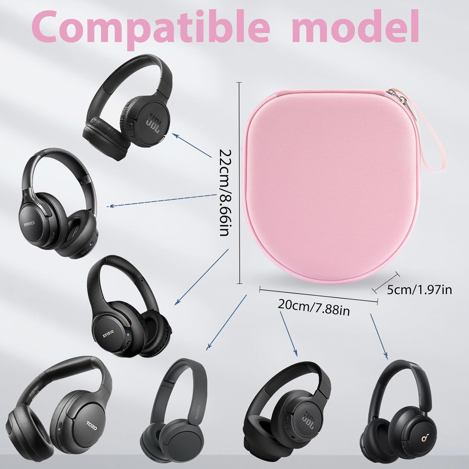 Case Compatible with Tune 520BT 510BT 720BT 770NC 670NC, Sony WH-CH720N WH-CH520 Noise Canceling Wireless Headphones, Portable Travel Headphone Case (Pink) - Purple image number 4