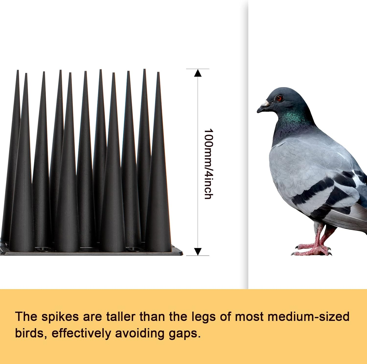 OFFO Bird Spikes 10Cm High for anti Pigeons Spikes to Keep Birds or Animals Away, Fence Spikes of Bird Deterrent Covers 5.68M(18.67 Feet),Black image number 1