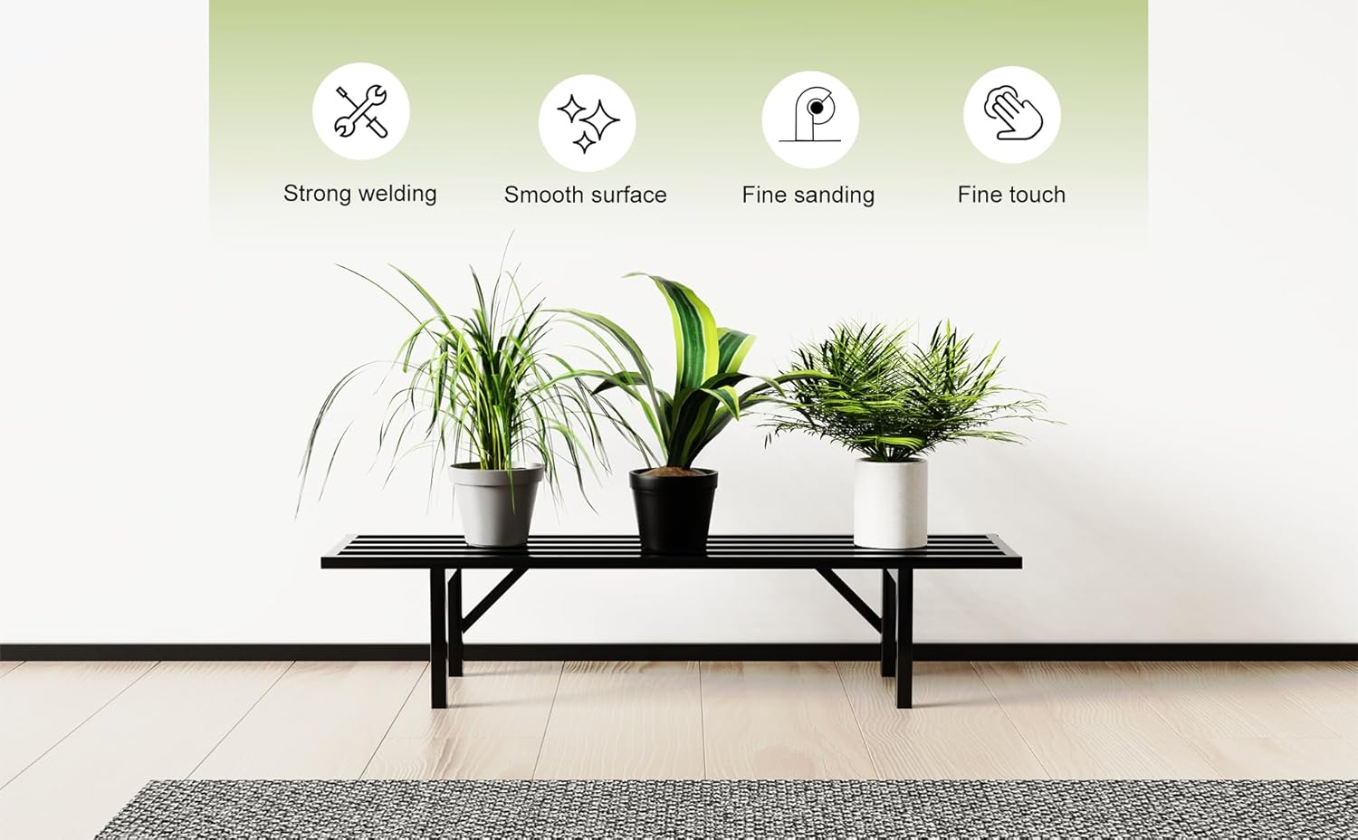 Zhongma One Tier Metal Plant Stand (35.43 L X 8.66 W X 7.9 H) Heavy Duty Plant Holder for Home, Window,Garden, Plant Lovers, Display Stand image number 4