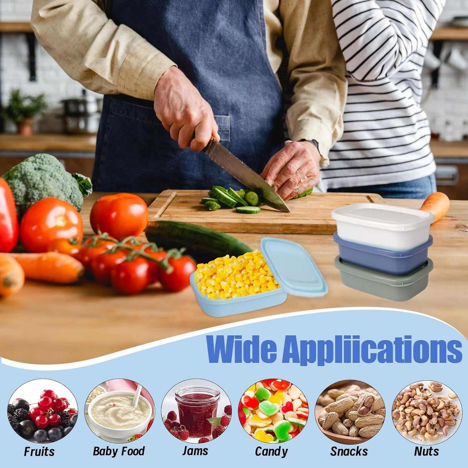 Small Containers with Plastic Lids, Pack of 8, 150 Ml Food Storage Containers, Reusable Containers for Freezing, Mini Freezer Containers for Storing Food, Snack Box, Lunch Boxes Accessories, Spice image number 2