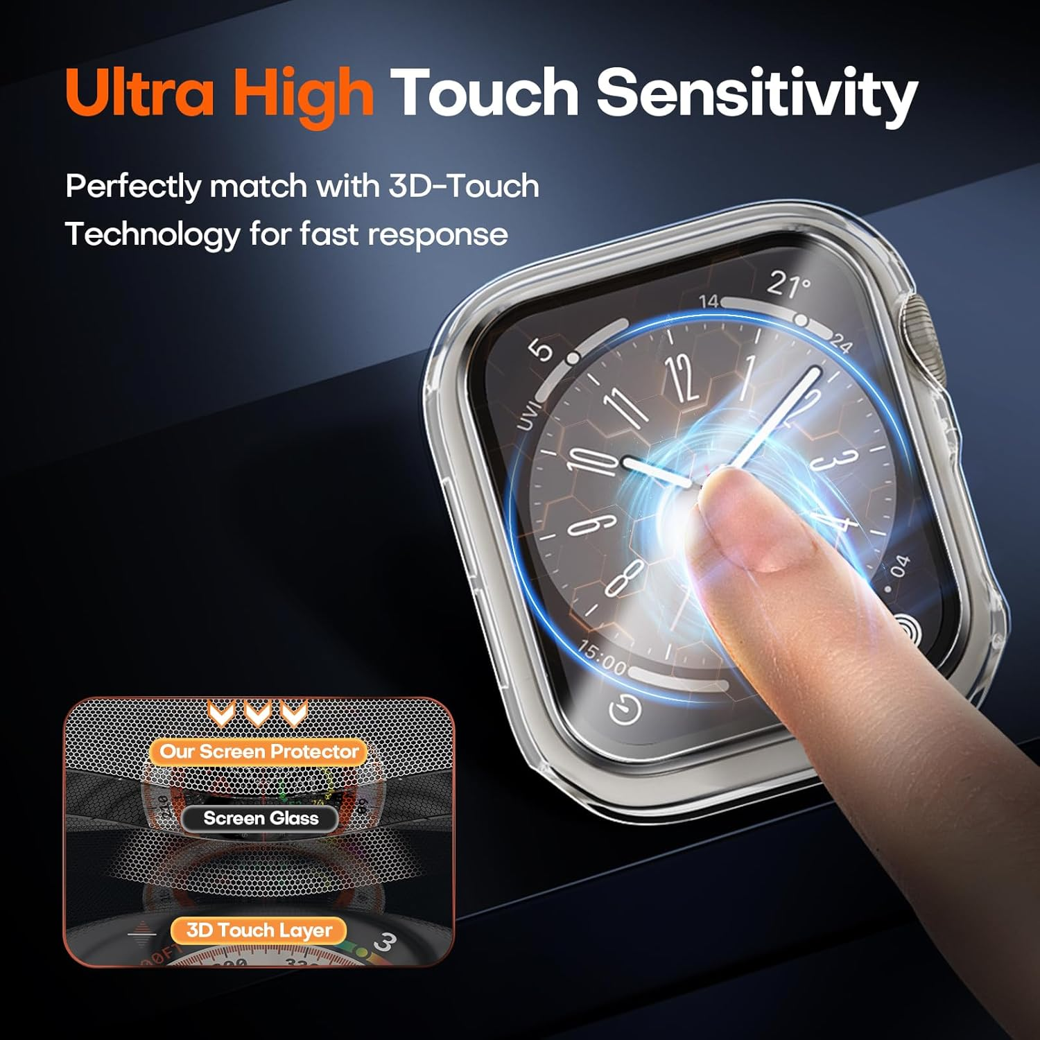 TOCOL 2-Pack Case for Apple Watch Series 11/10 42Mm, Built-In Tempered Glass Full-Coverage Screen Protector, Sensitive Touch, Anti-Bubble, Shockproof, Black and White image number 2