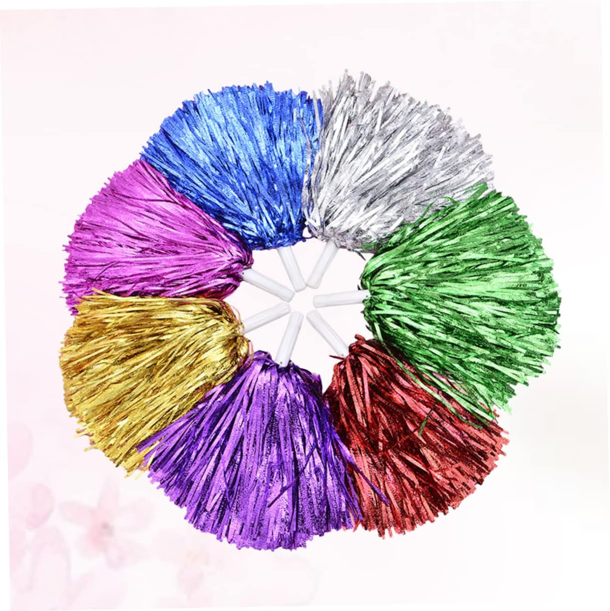 NOLITOY 6Pcs Cheering Hand Flowers Dance Pompom Colored Balls Bouquet Props Toddler Metal Girl Foil Cheer Pom Poms Plastic Pompom Plastic Ring Pom Poms Sports Pompom Foil Pom Poms image number 1