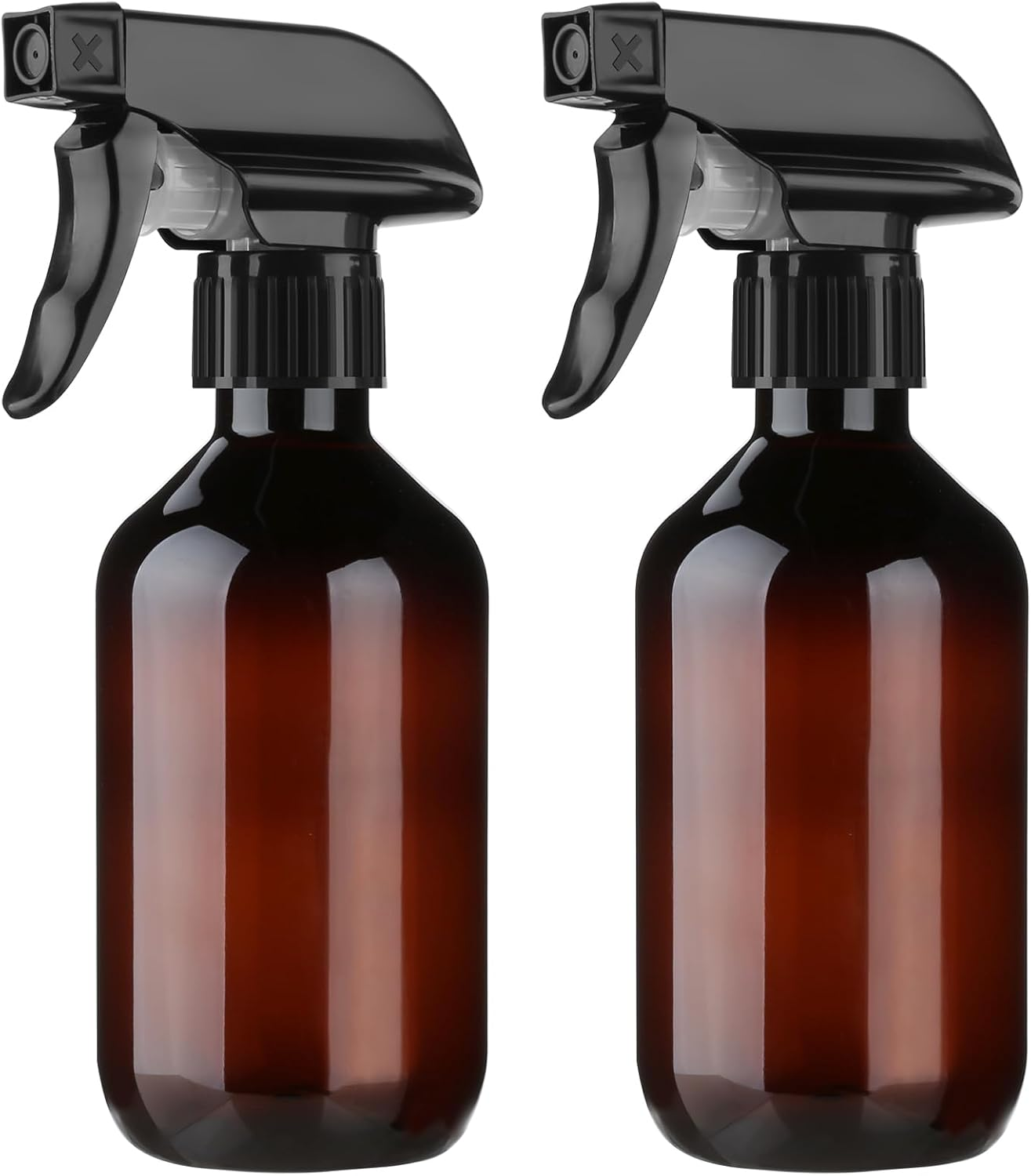 2 Pack Plastic Spray Bottles, 300Ml/10Oz Premium Refillable. Clear and Brown Options. Adjustable Sprayer for Precise Fine Mist and Stream. Perfect for Cleaning, Gardening, Pet Care, and Hair (Brown)