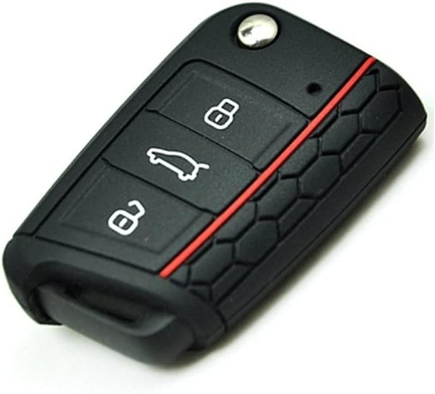 WSWJDW Silicone Car Key Case Cover Keychain Ring Key Bag, Fit for Volkswagen Vw Golf 7 Mk7 Skoda Octavia A7 Seat Leon Ibiza,Pink