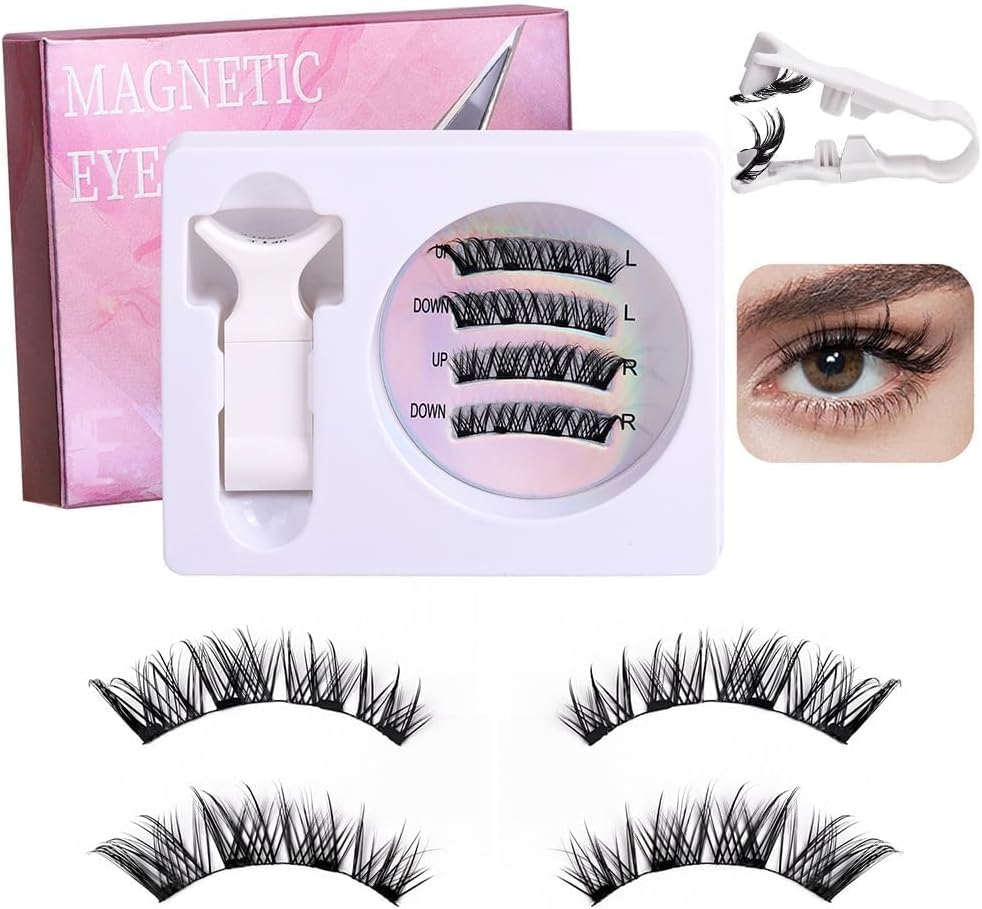 TTPSRY Magnetic False Eyelash Kit Glue Free, Easy to Apply, Natural-Looking Lashes with Magnetic Alignment, Perfect for Beginners and Daily Use(#4)