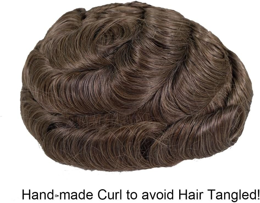 Replacement Men'S Toupee Indian Remy Hair System 8X10Inch Breathable Full Lace Replacement Hairpiece Systems image number 4