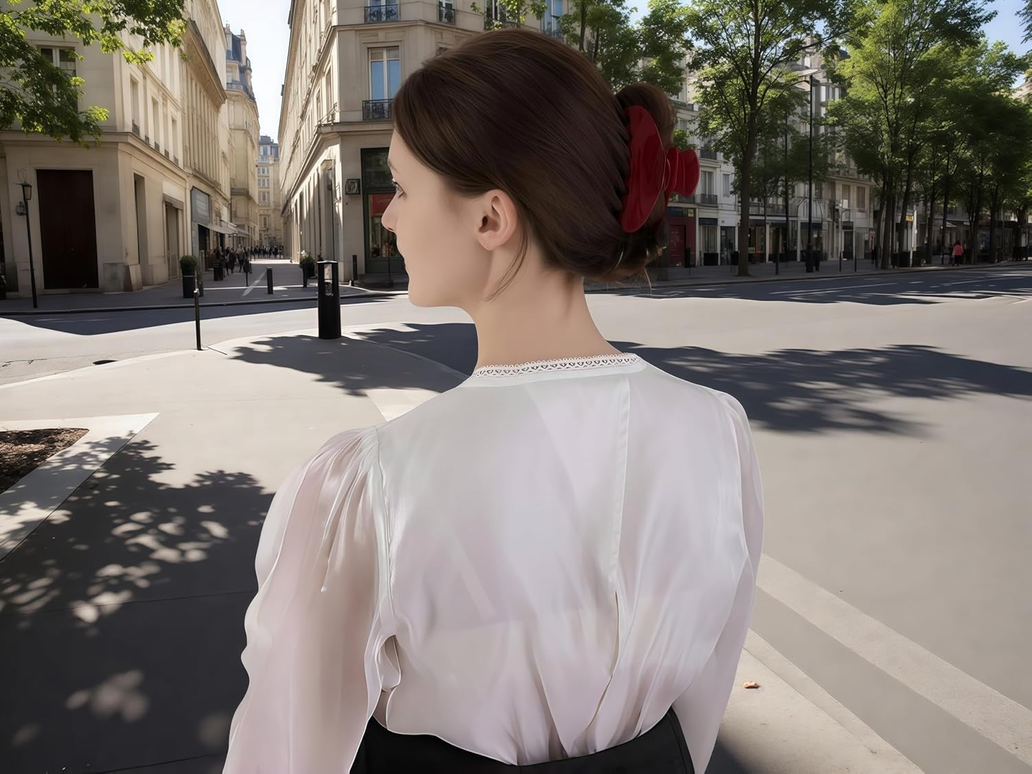 Premium Durable Acetate Hair Claw - Cute Clip for Thick or Thin Hair - 4-Inch Non-Slip Hair Clips -Flat Hair Claw Clips. (Red) image number 3