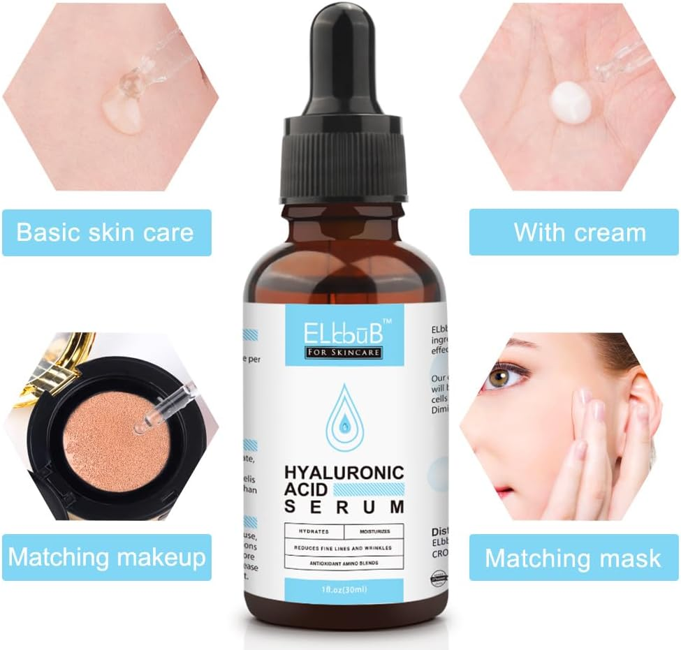 Hyaluronic Acid Serum for Face 30Ml | Anti-Aging Wrinkle Serum | Deep Hydration, Moisturizing & Firming | Smooths Fine Lines, Brightens & Softens Skin | Lightweight Fast Absorbing | Pack of 2 image number 4