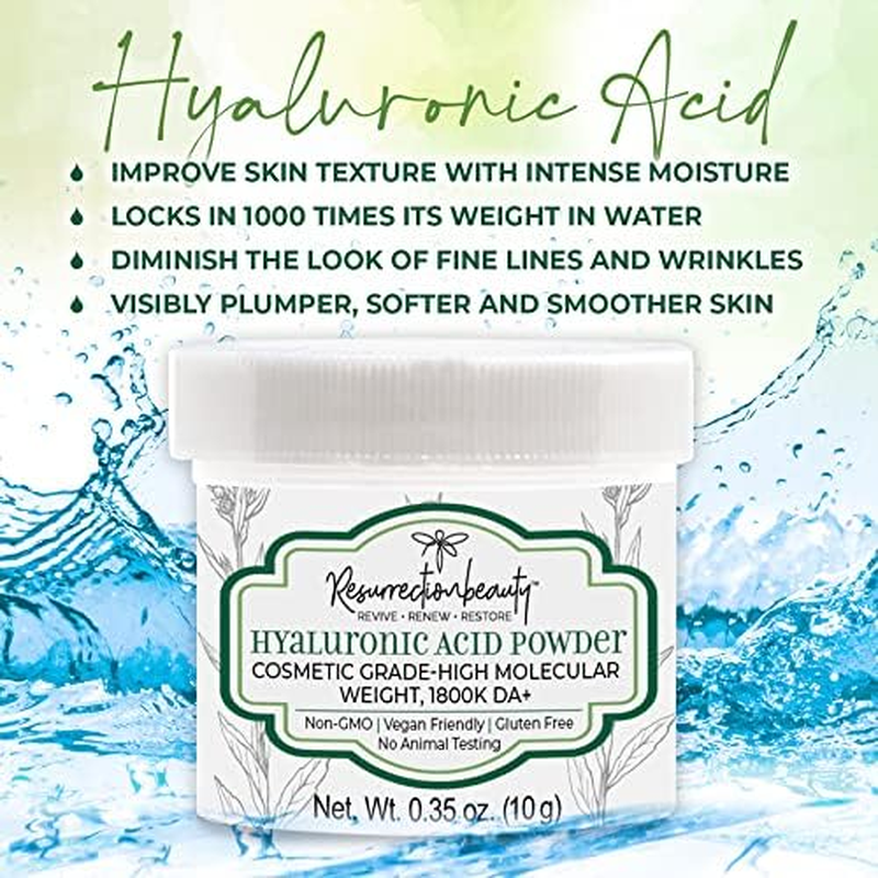 Pure Hyaluronic Acid Serum Powder (High Molecular Weight Sodium Hyaluronate). Popular Anti-Ageing, Anti-Wrinkle Ingredient for Homemade Serums & Other Skin Care Products. 10 Grammes image number 6