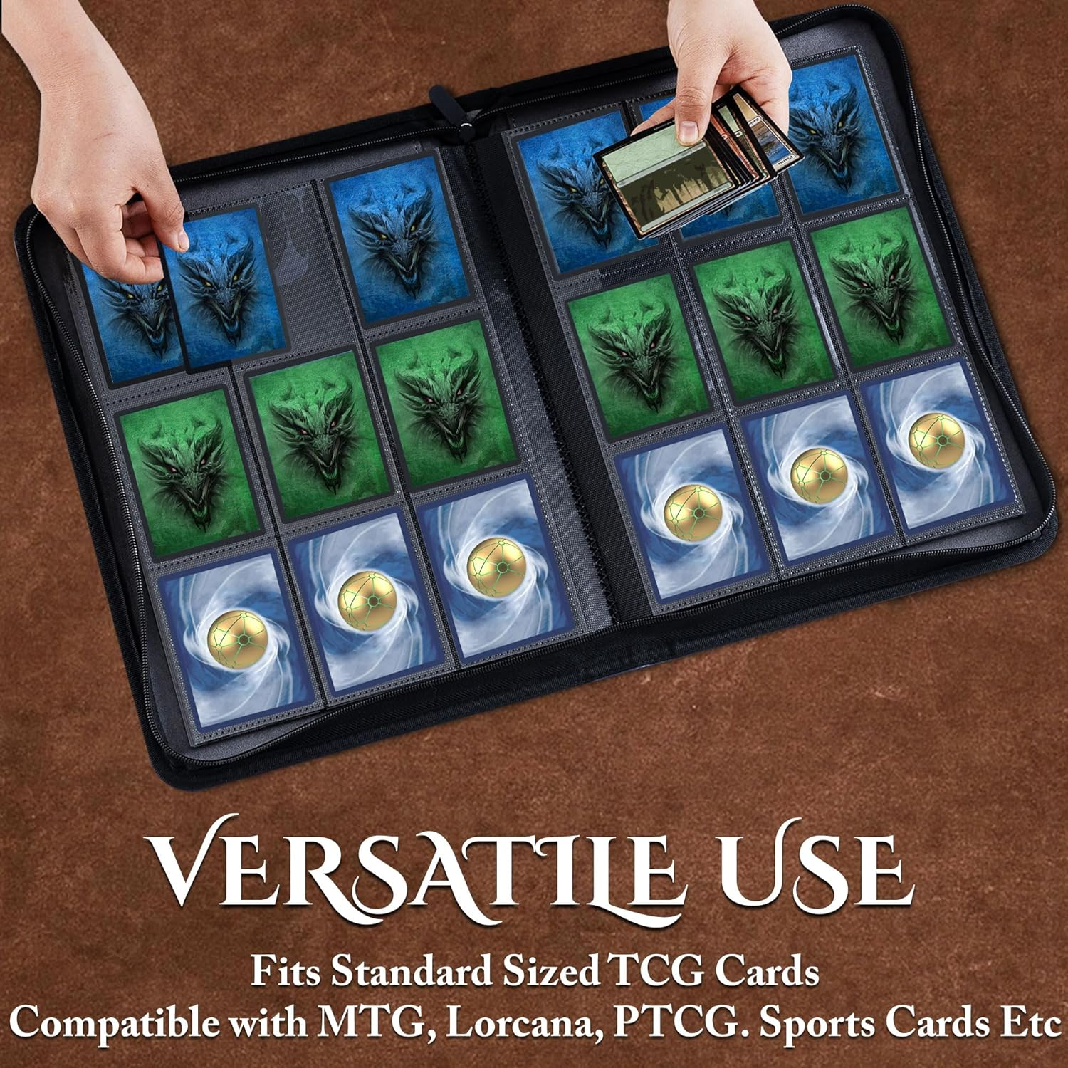 Star Mage Trading Card Binder - 9 Pocket Ringless TCG Binder - Premium Faux-Leather - 432 Side-Loading Pockets - Perfect Storage Holder for MTG, and Many TCG & Trading Card Collections (Blue Jewel) image number 5