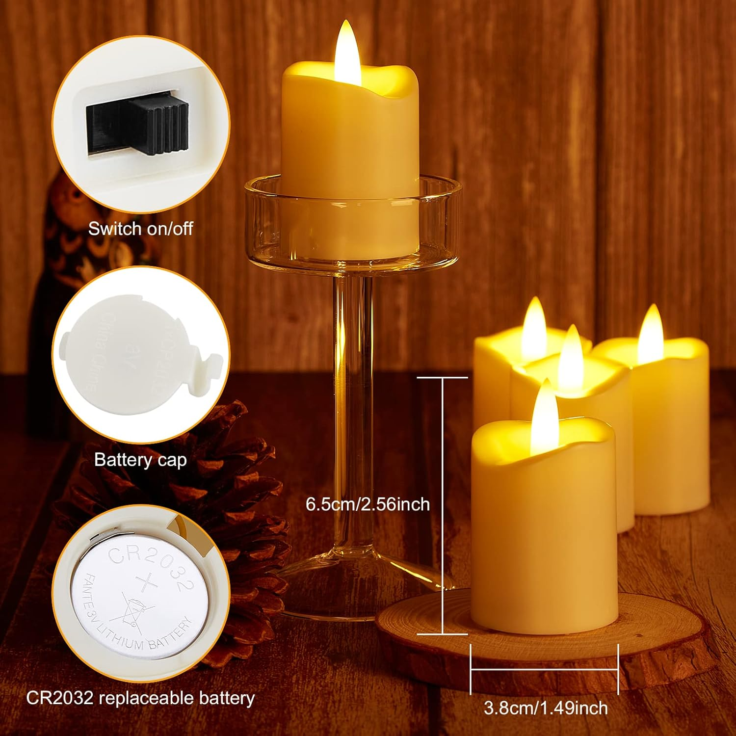 IMAGE Votive LED Candles with Timer, 12 Pcs Flameless Flickering Ivory Candles for Wedding, Halloween, Christmas Decor, Party and Home Decoration (Ivory White)