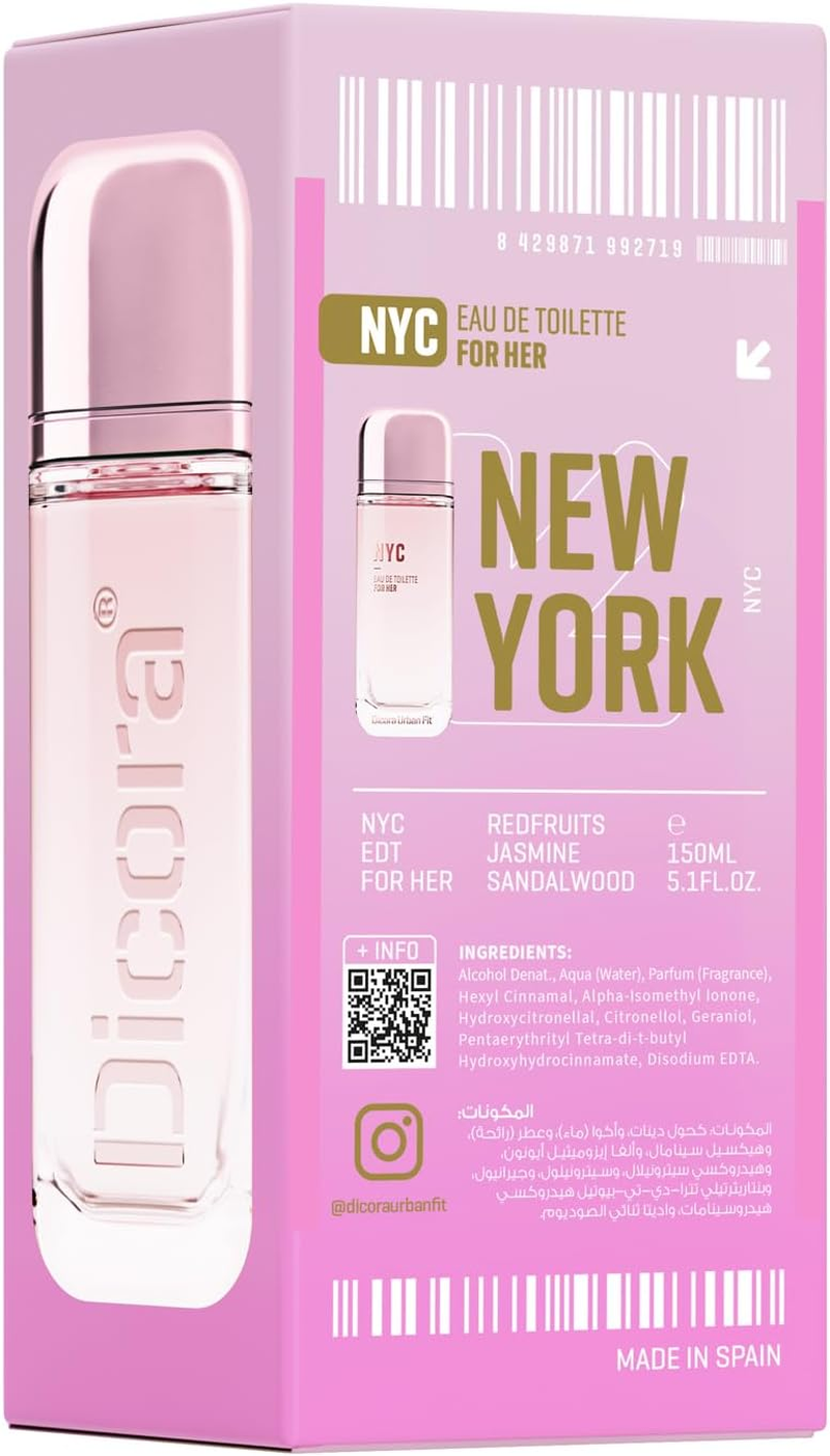 NYC by Dicora Urban Fit - Perfume for Women - Notes of Bergamot, Tangerine, Patchouli, Tonka Bean, Lavender, and Vanilla - 5.07 Oz EDT Spray image number 1
