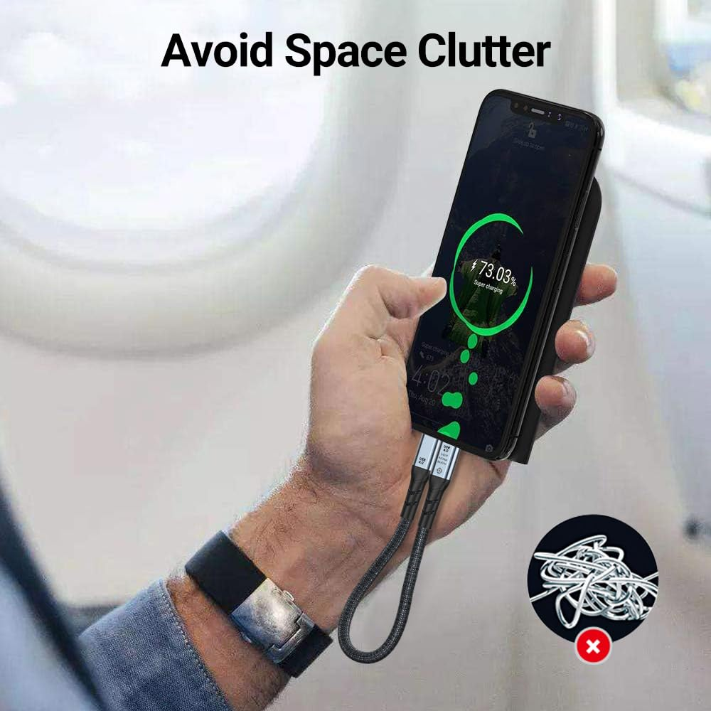 Azhizco USB 4 Cable for Thunderbolt 4 Cable 0.3M, 240W Fast Charging 40Gbps Data Sync, 8K/ 5K 60Hz Display Cable, Short USB C Cable Thunderbolt Cable for SSD Docking Hub Macbook Ipad Iphone 17 Pro Max - Usb C To C 240W Grey image number 6