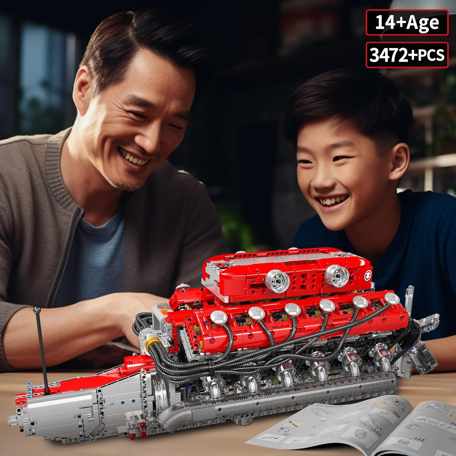 Mould King V12 Engine Building Block Sets, 3472 PCS V12 Engine Building Kits That Works with Motor, Build Your Own 6.5-Liter Engine Model Building Kits, STEM Engine Model for Kids & Adult Age 8+ image number 3