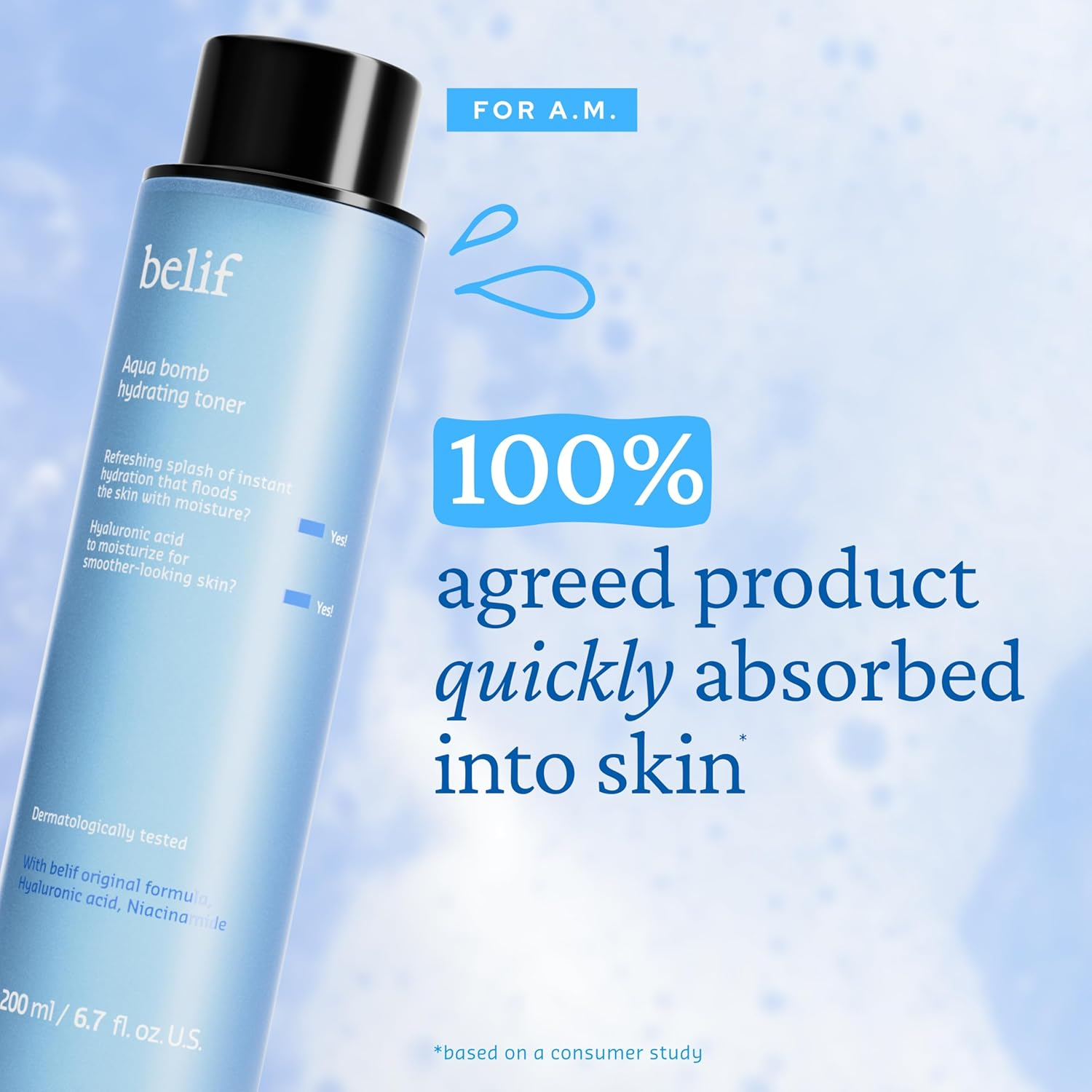 Belif Aqua Bomb Hydrating Toner with Hyaluronic Acid| Good for Dryness and Uneven Texture | Hydrating| for Normal, Dry, Combination, Oily Skin Types image number 3