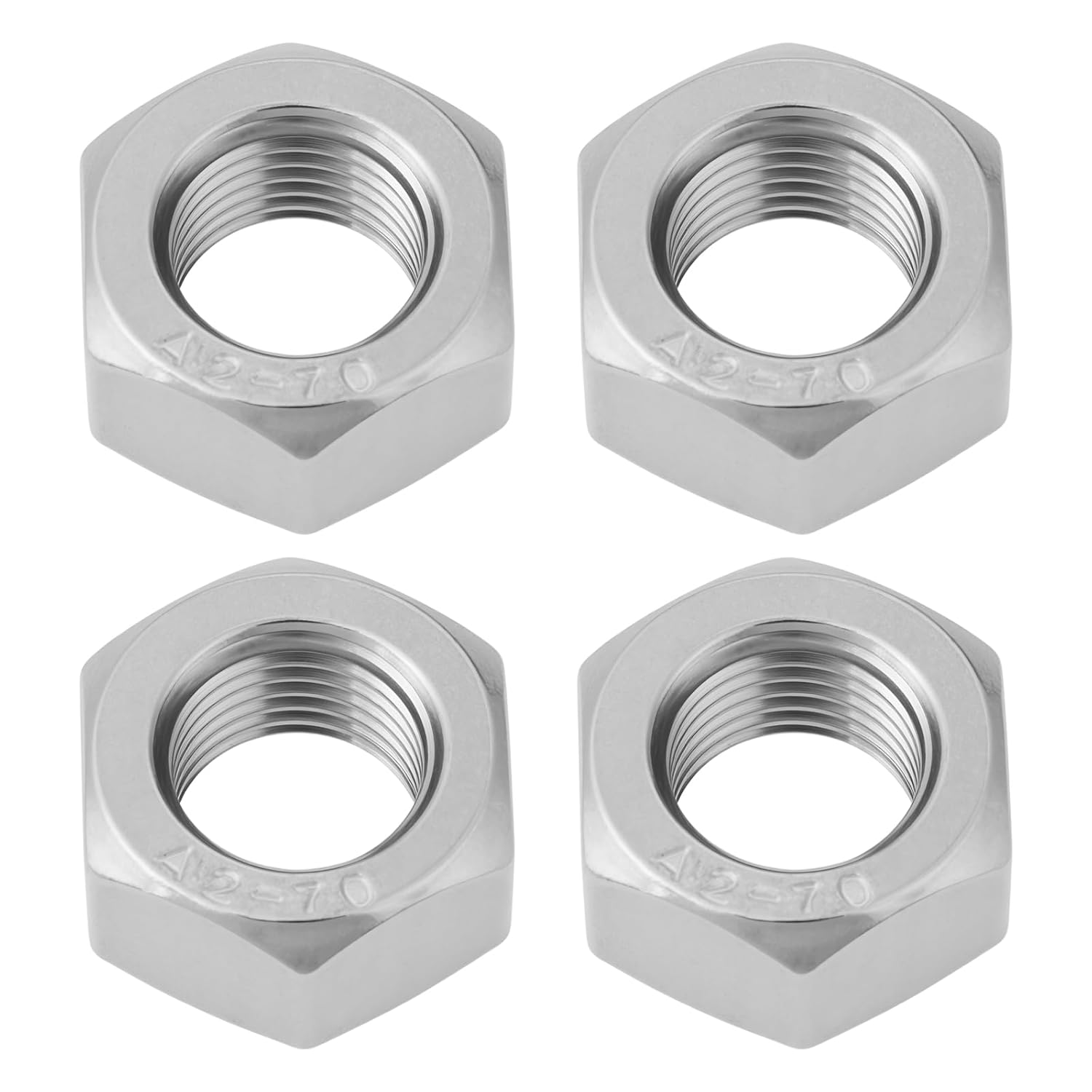 YINETTECH 4PCS M12 X 1.25 Stainless Steel Full Nuts Right Hand Thread Compatible with Machinery and Equipment Connections image number 1