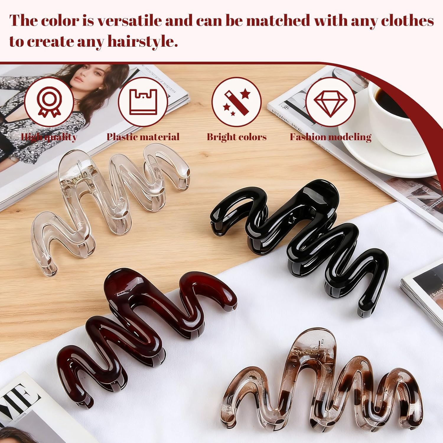 Xanthelle Women'S Hair Clips, Pack of 4 Large Hair Clips, Claw Clip for Thick Hair, Duck Beak Hair Clip, Non-Slip Hair Clip, Large for Women image number 1