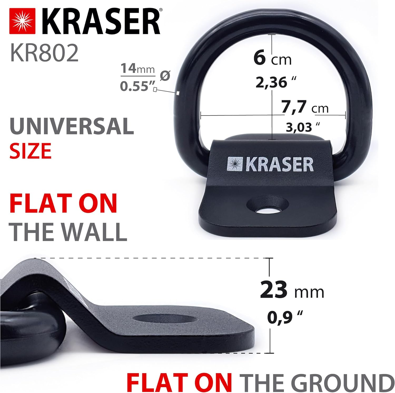 KRASER KR802 Motorcycle Security Anchor with Pivoting Ring &Oslash;14, Compact and Robust Steel, High Security Expanding Bolts, anti Theft Security for Motorbike Bicycle Parking Wall Floor Ground Concrete image number 1