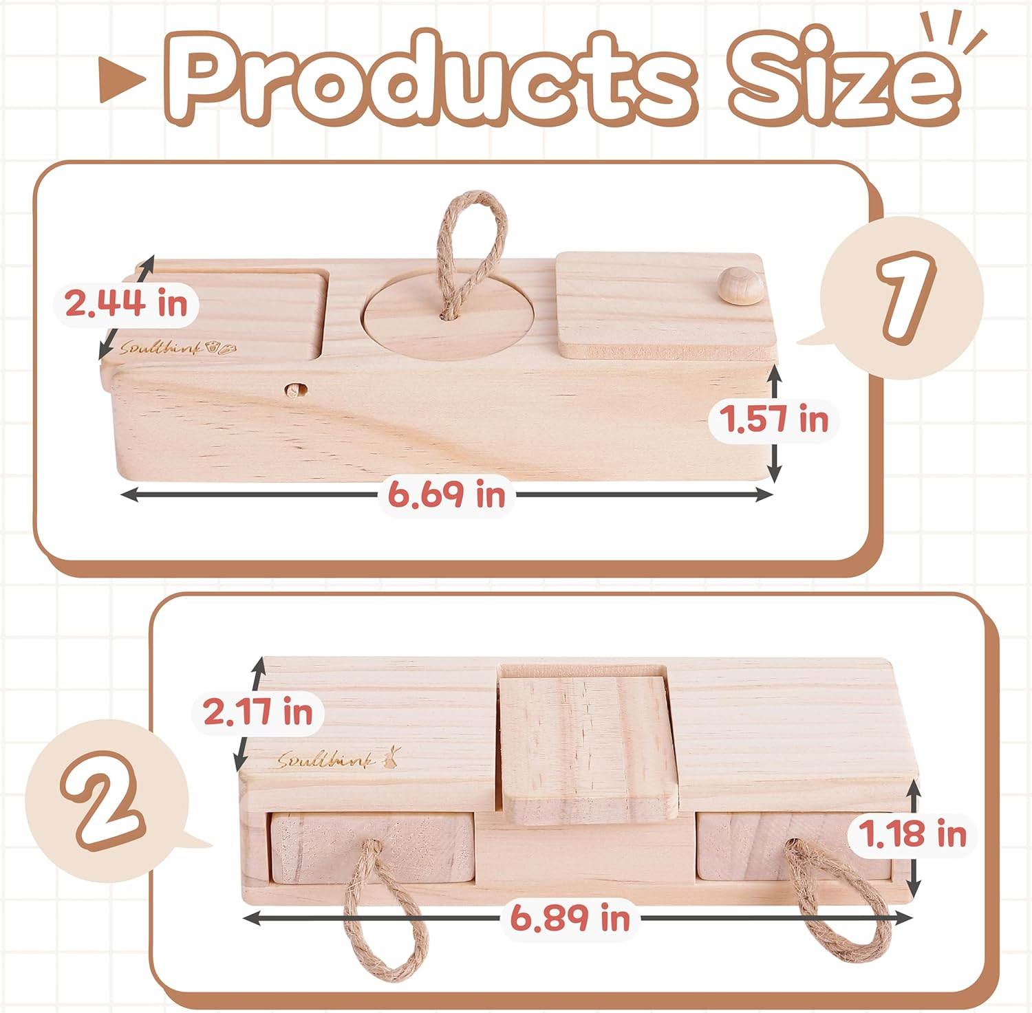 Soulthink&reg; Interactive Wooden Pet Rabbit Toys - Sniff N' Snack Bunny Chew Toys for Rabbit Treats, Suited as Guinea Pig Toys, Hamster Toys for Boredom, Bunny Toys for Rabbits Keep Busy (2 Sets) - Sniff N' Snack 3.0 image number 2