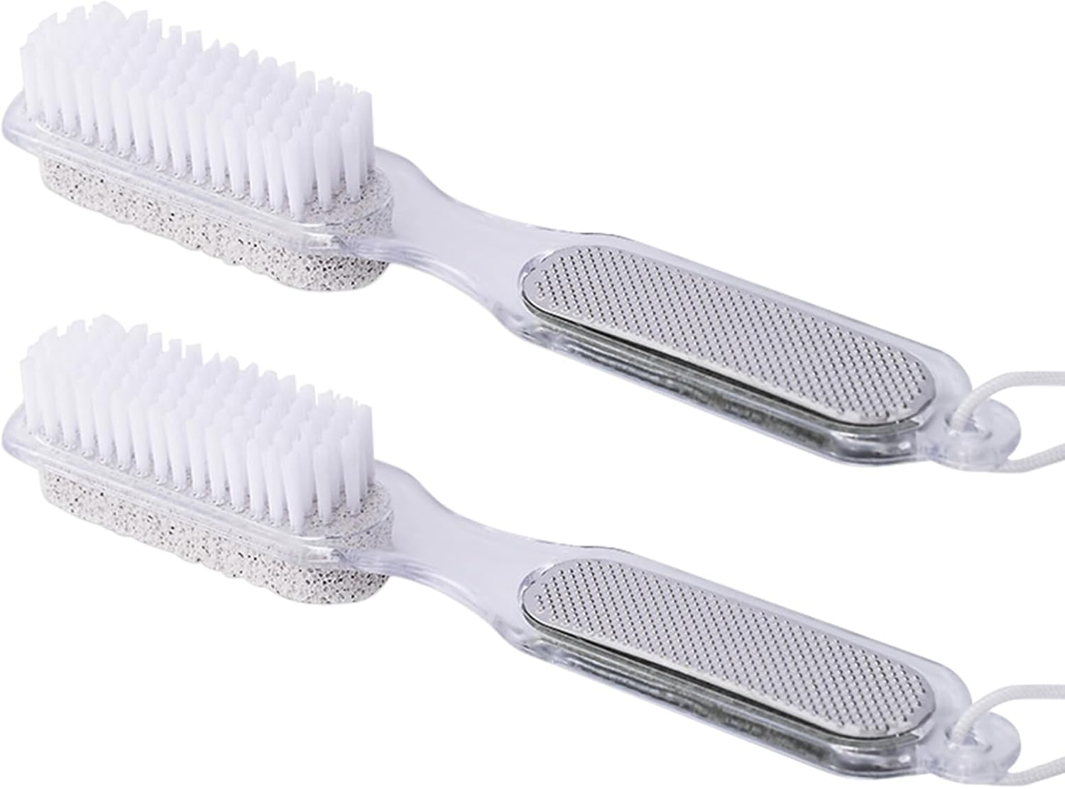 4 in 1 Foot File Callus Remover Multipurpose Pedicure Tools for Feet with Brush, Foot Rasp, Pumice Stone and Sandpaper, Removes Hard Skin, Foot Scrubber for Men and Women, 2 Pack