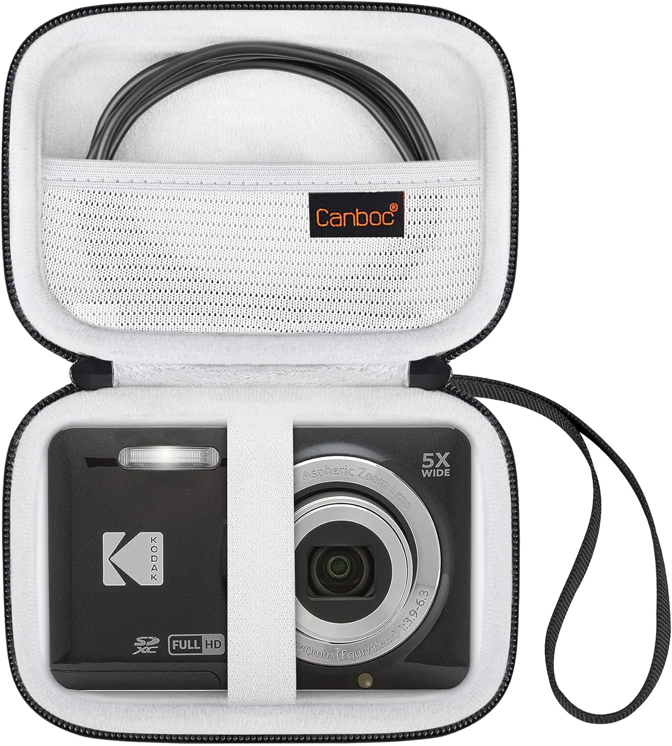 Canboc Hard Case for Kodak PIXPRO FZ55/ FZ45/ FZ43/ FZ53 16MP Digital Camera, Vlogging Camera Bag, Zipper Mesh Pocket Fit Cable, SD Card, Red (Case Only)