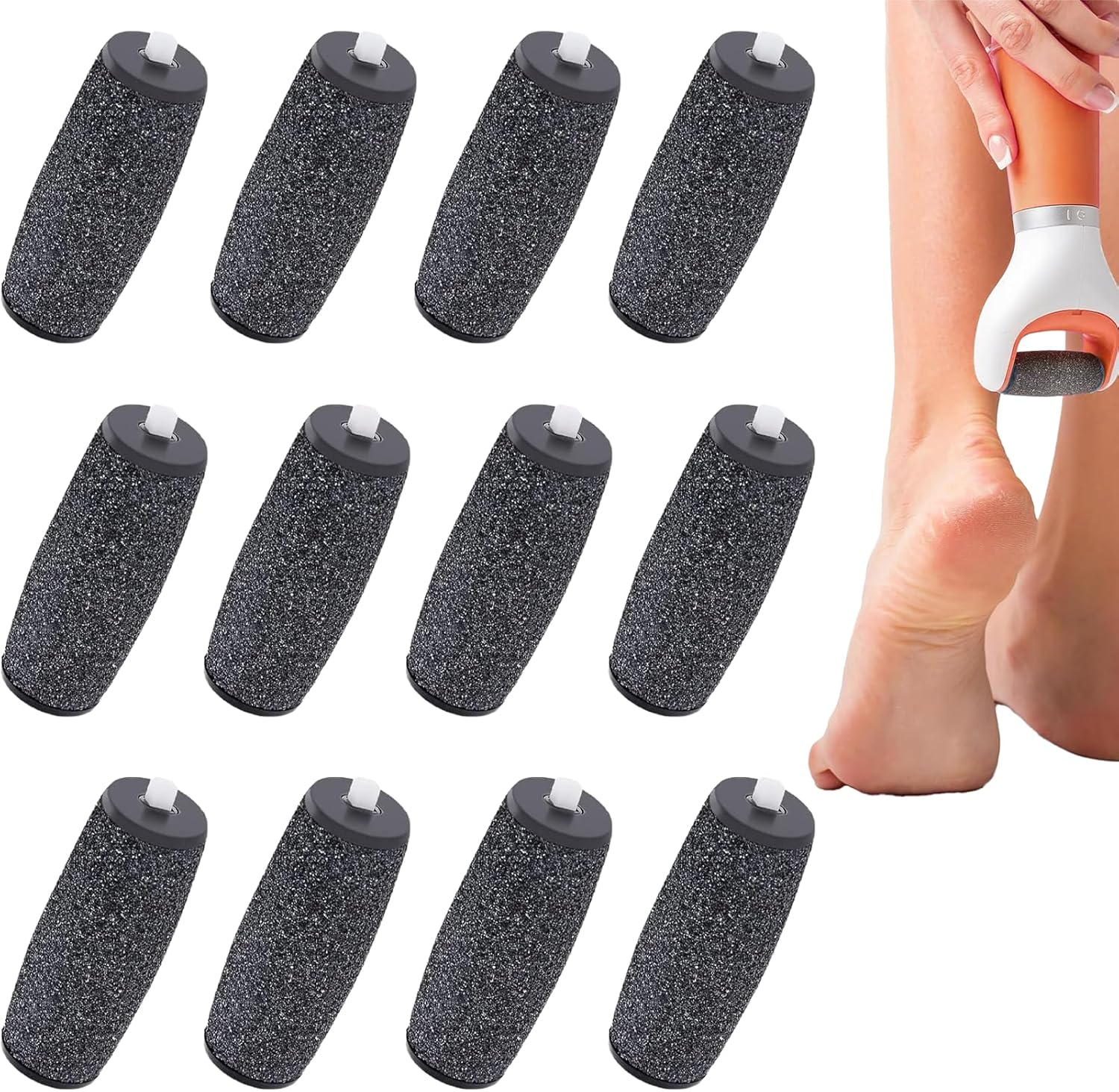 Scholl Callus Remover Replacement Rollers, Electric Foot File, Extra Coarse Scholl Replacement Rollers, Compatible with Velvet Smooth Foot Care Kit, Removes Calluses Pack of 12 image number 1