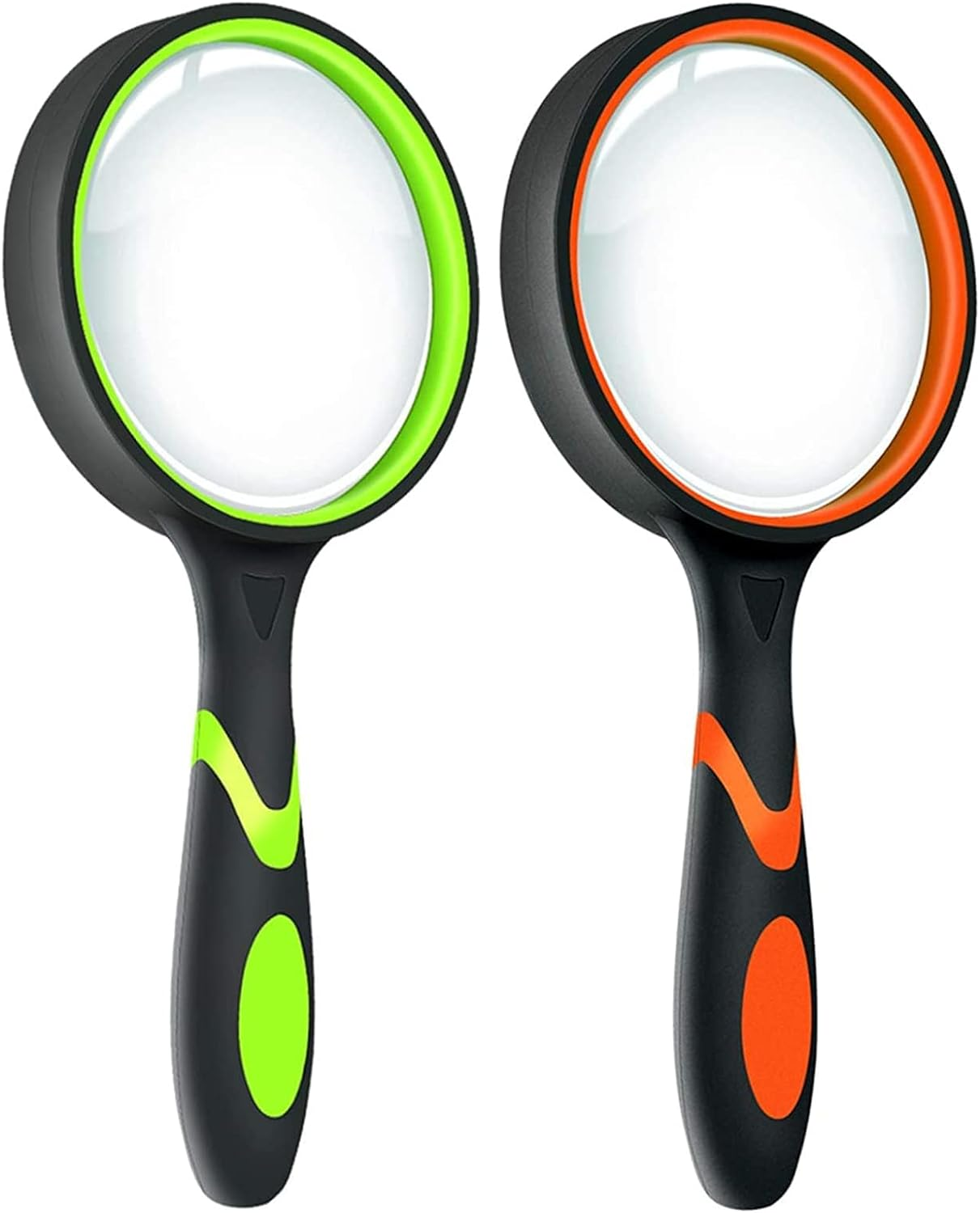 Handheld Magnifying Glass, 2 Pcs Large Reading Magnifier, 10X Non-Slip Handheld Reading Magnifier for Book Newspaper Reading, Classroom Science, Nature Exploration (Orange, Green) image number 2