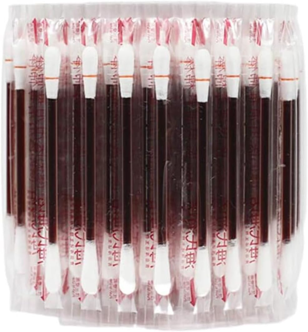 Healifty 100 Pieces Disposable Iodine Cotton Swabs, Iodine for Wounds Cotton Swabs, Portable Individually Wrapped Medical Cotton Buds for Nasal Ears Bruise, Emergency Wound Care