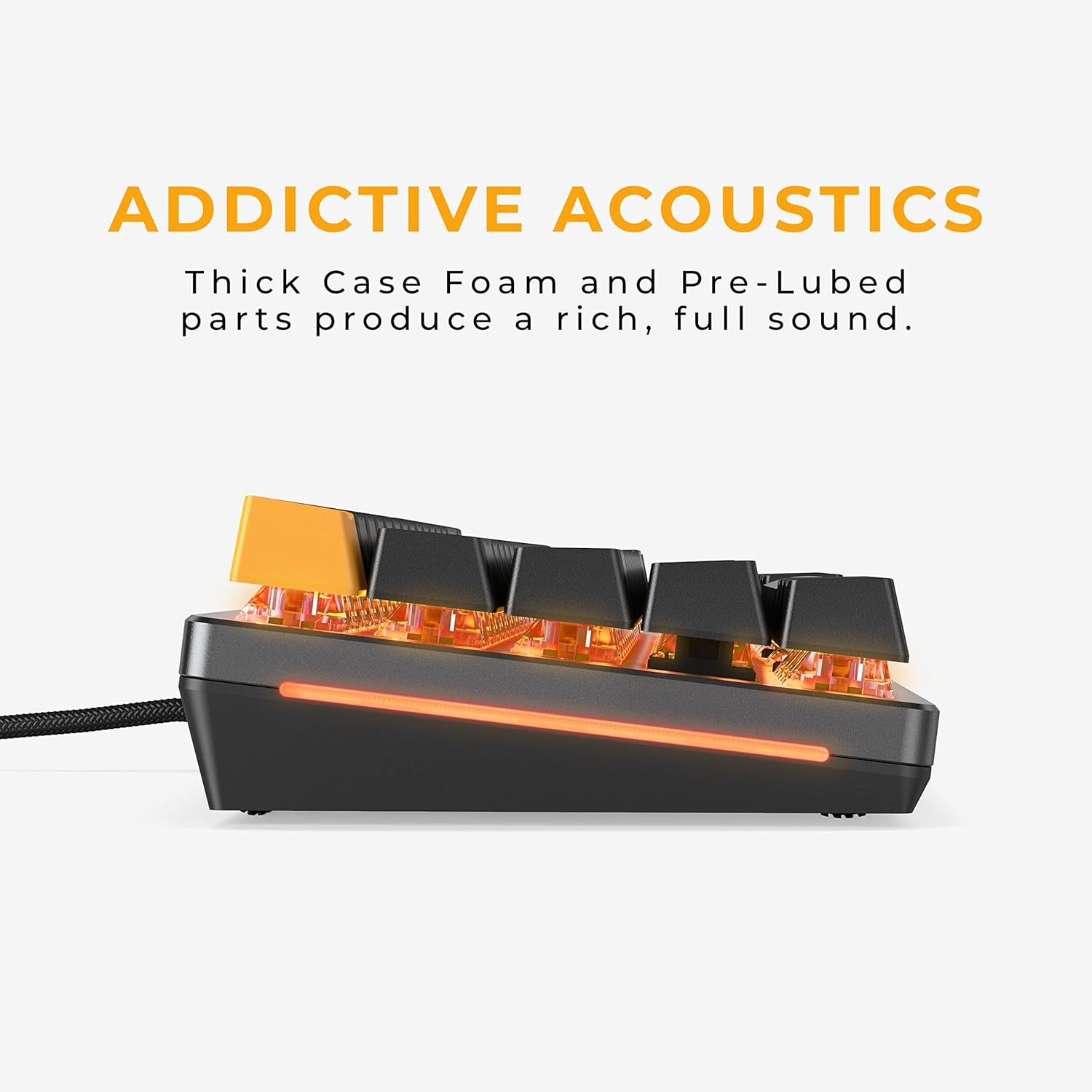 Glorious Gaming Keyboard Mechanical - GMMK 2 - TKL Hot Swappable Mechanical Keyboard, Red Switches, Wired Keyboard, Compact - 65% Percent Keyboard (Black RGB Keyboard) image number 3