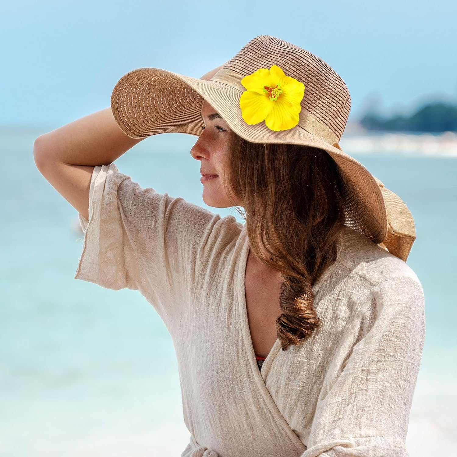 FUIPVGI Pack of 9 Flower Hair Clips, Hawaiian Flower Hair Clips, Flower Hair Clips Girls, Plumeria Hibiscus Hair Clip, Bohemian Tropical Flower Hairpin for Wedding, Holiday, Beach Party image number 5